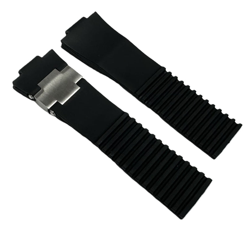 Load image into Gallery viewer, 12x25x20 mm Plain Black Rubber Ulysse Nardin Watch Band for Marine Diver
