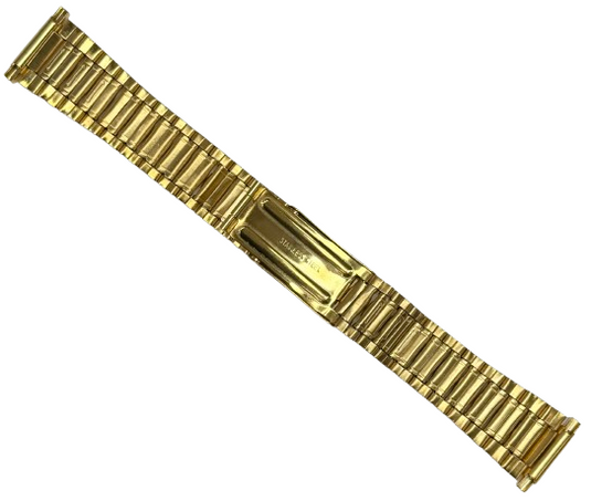 16-20MM Oyster Style Gold Tone Stainless Steel Band with regular fold-over clasp