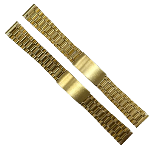 Load image into Gallery viewer, 18MM Classic President Style Gold Color Stainless Steel Watch Bands with Regular Clasp
