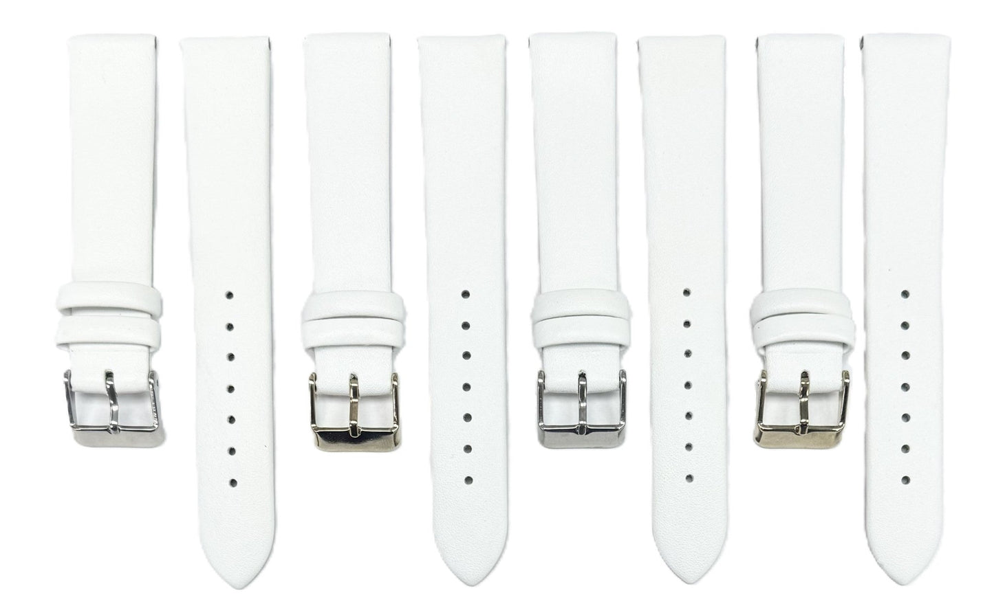 12 to 26mm Italian Genuine Leather Plain Classic White Watch Band with No Stitching - Universal Jewelers & Watch Tools Inc.
