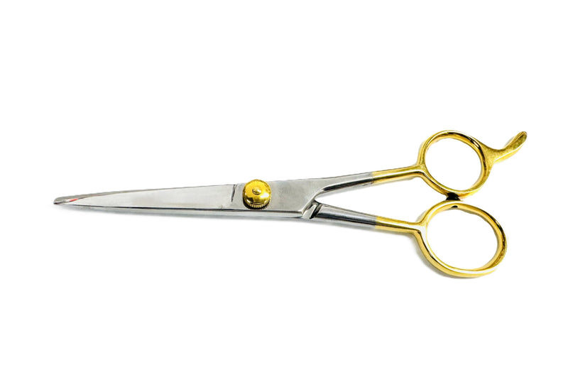 Load image into Gallery viewer, GERMAN STAINLESS STEEL STYLO CUT GOLDEN SHEARS/SCISSORS 5.5&quot;
