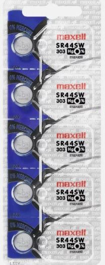 Maxell Watch Cell Batteries SR44SW/303 Silver Oxide New Sealed (Pack of 5Pcs.)