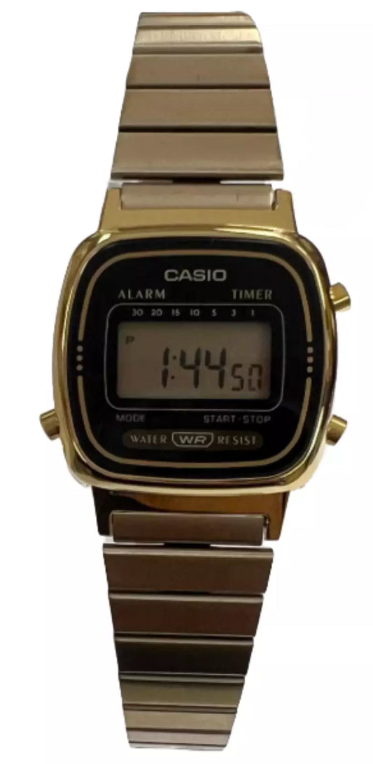 Casio Ladies Gold Digital Watch 3191-LA670W Alarm Mini Dial Stainless Steel