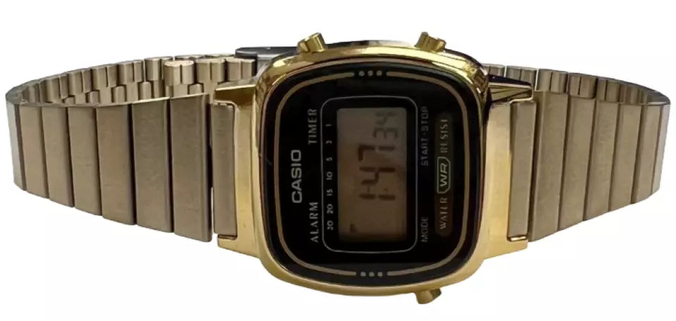 Casio Ladies Gold Digital Watch 3191-LA670W Alarm Mini Dial Stainless Steel