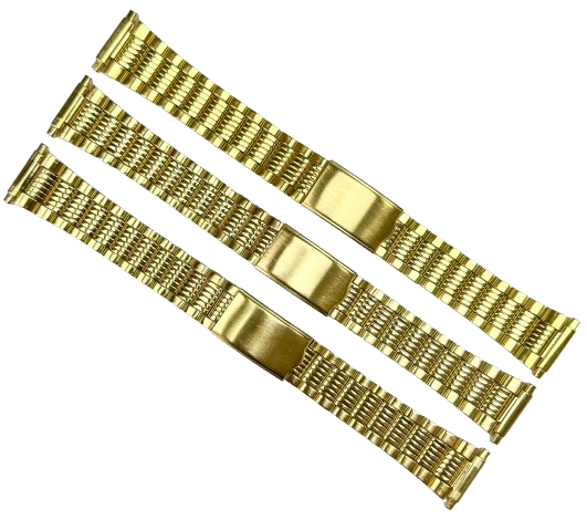 Load image into Gallery viewer, 16-22MM Textured Oyster Style Gold Tone Stainless Steel Band with fold-over clasp
