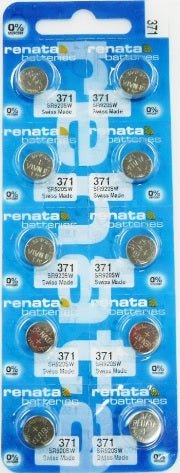 Renata Watch Battery 371, 1 - pack - 10 batteries Replacement, SR920SW, Swiss Made - Universal Jewelers & Watch Tools Inc.
