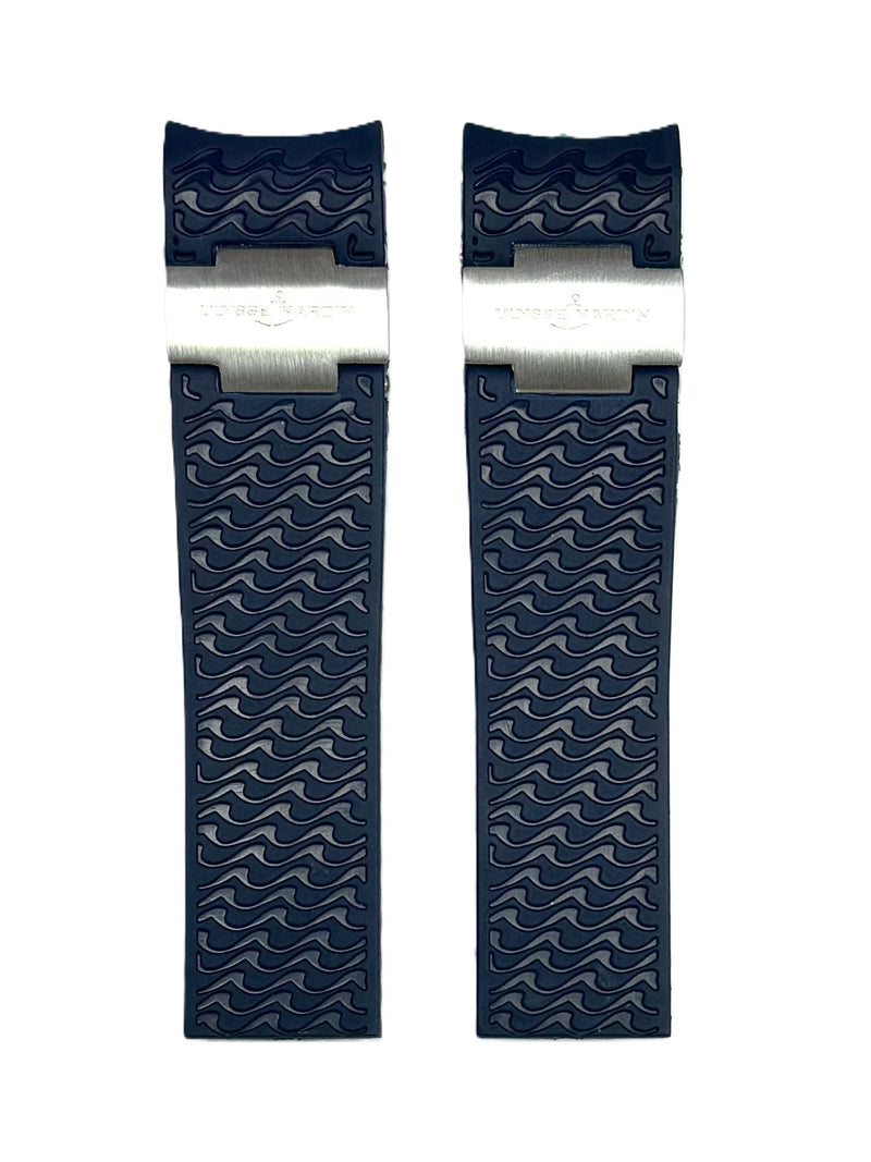 Load image into Gallery viewer, 22mm Blue Curved Rubber Watch Band for ULYSSE NARDIN Maxi Marine Watches
