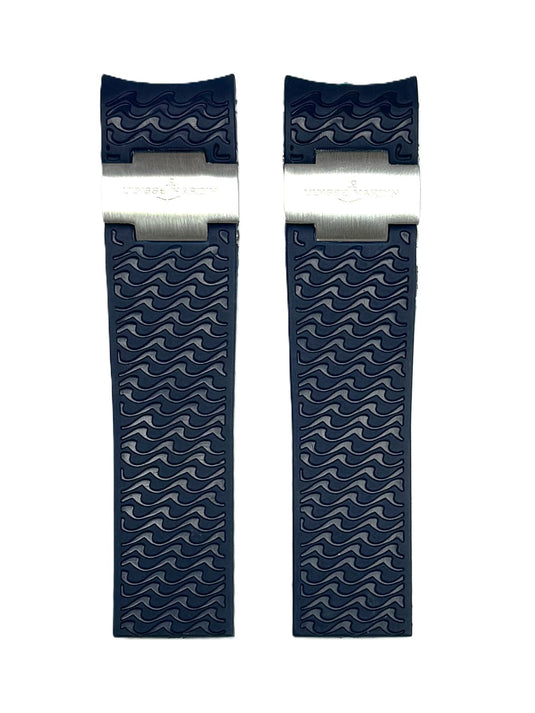 22mm Blue Curved Rubber Watch Band for ULYSSE NARDIN Maxi Marine Watches