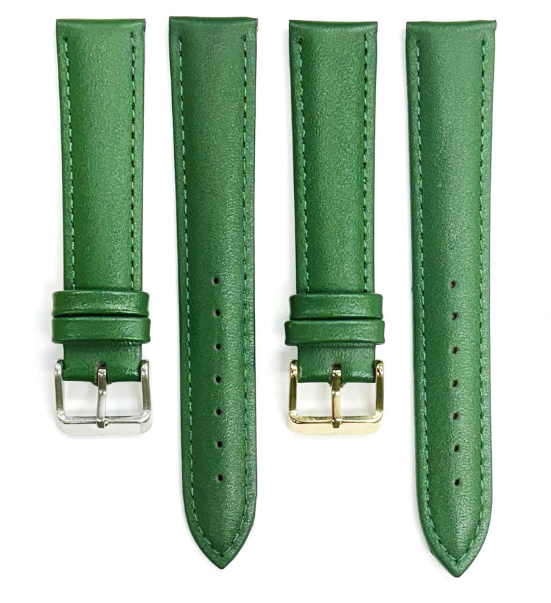 Load image into Gallery viewer, 18mm Italian Genuine Leather Plain Dark Green, Padded &amp; Stitched Watch Band
