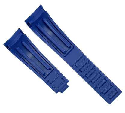 20mm Curved-End Vulcanized Rubber Watch Band for ROLEX Watches, Blue Color