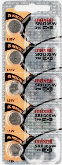 Maxell Watch Batteries SR1130SW/390 Silver Oxide New Sealed (Pack of 5Pcs.)
