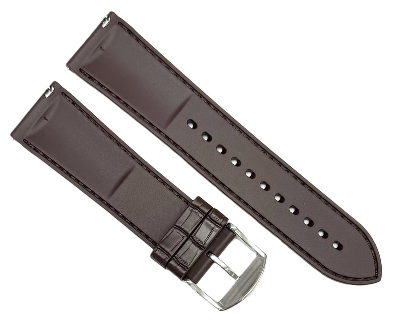 Load image into Gallery viewer, 20-22mm New FKM Fluorine Rubber, Brown Watch Band with Alligator Grain
