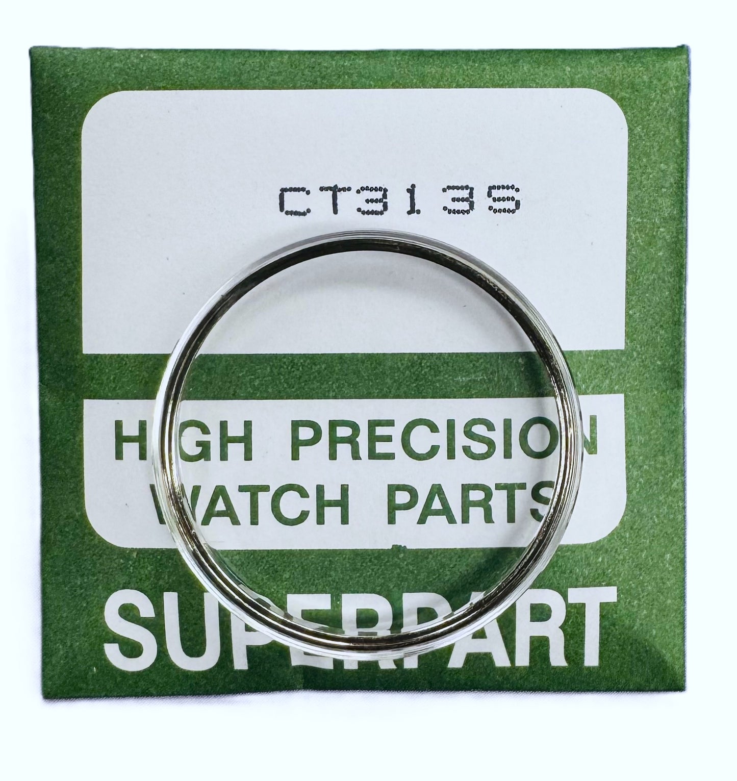 31.3mm Acrylic Crystal with Silver Tension Ring, SEIKO Style Flat Top - Universal Jewelers & Watch Tools Inc.