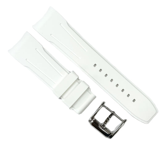 18-24mm, High Quality FKM Fluorine Rubber White Watch Band