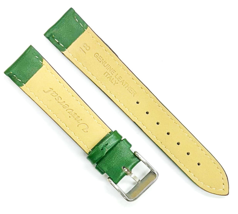 Load image into Gallery viewer, 18mm Italian Genuine Leather Plain Dark Green, Padded &amp; Stitched Watch Band
