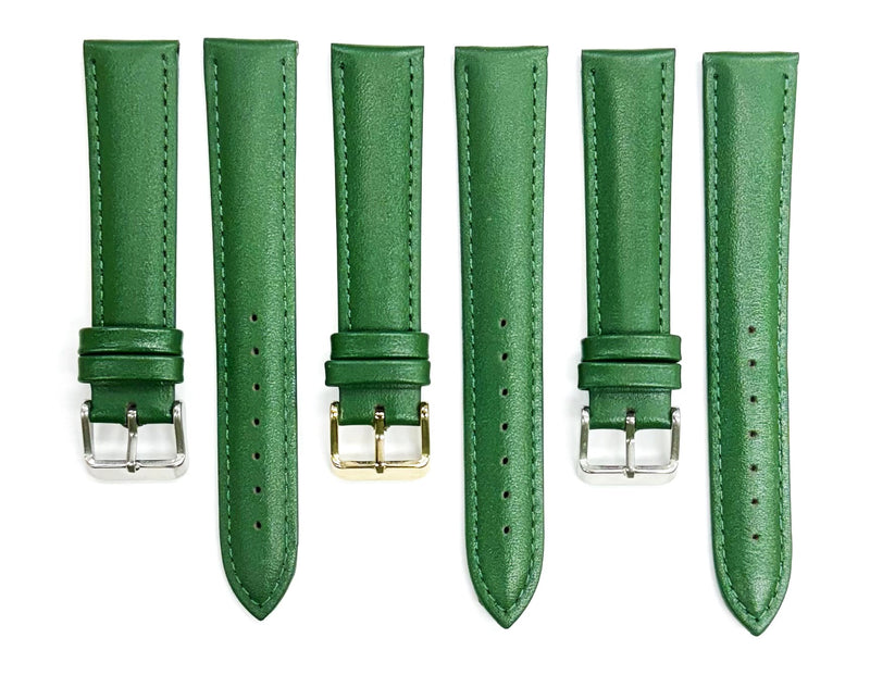 Load image into Gallery viewer, 18mm Italian Genuine Leather Plain Dark Green, Padded &amp; Stitched Watch Band
