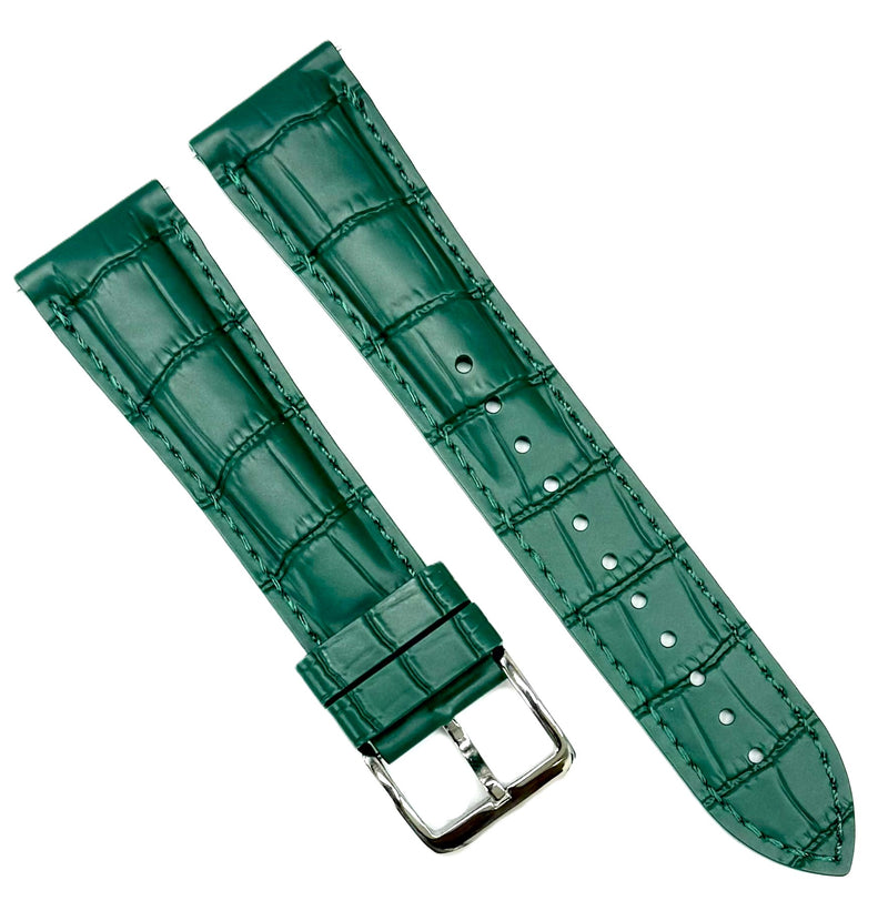 Load image into Gallery viewer, 20mm &amp; 21 mm, New FKM Fluorine Rubber, Dark Green Watch Band with Alligator Grain
