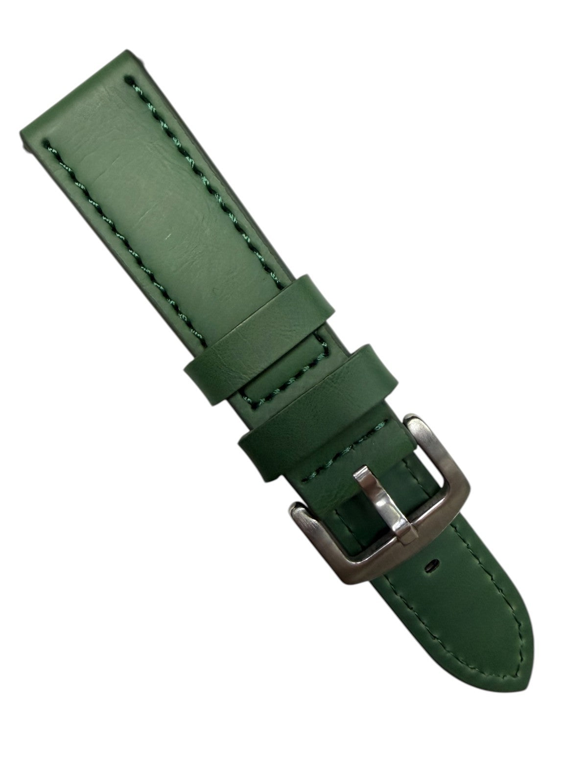 Genuine Leather Green Flat Stitched Watch Band – Quick Release Strap