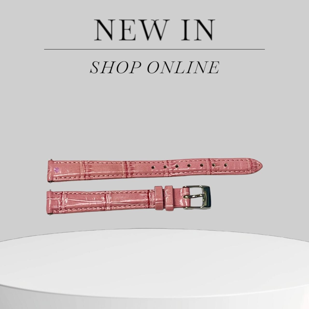 Watch Band Genuine Leather Alligator Grain PINK Padded,Stitched 12mm