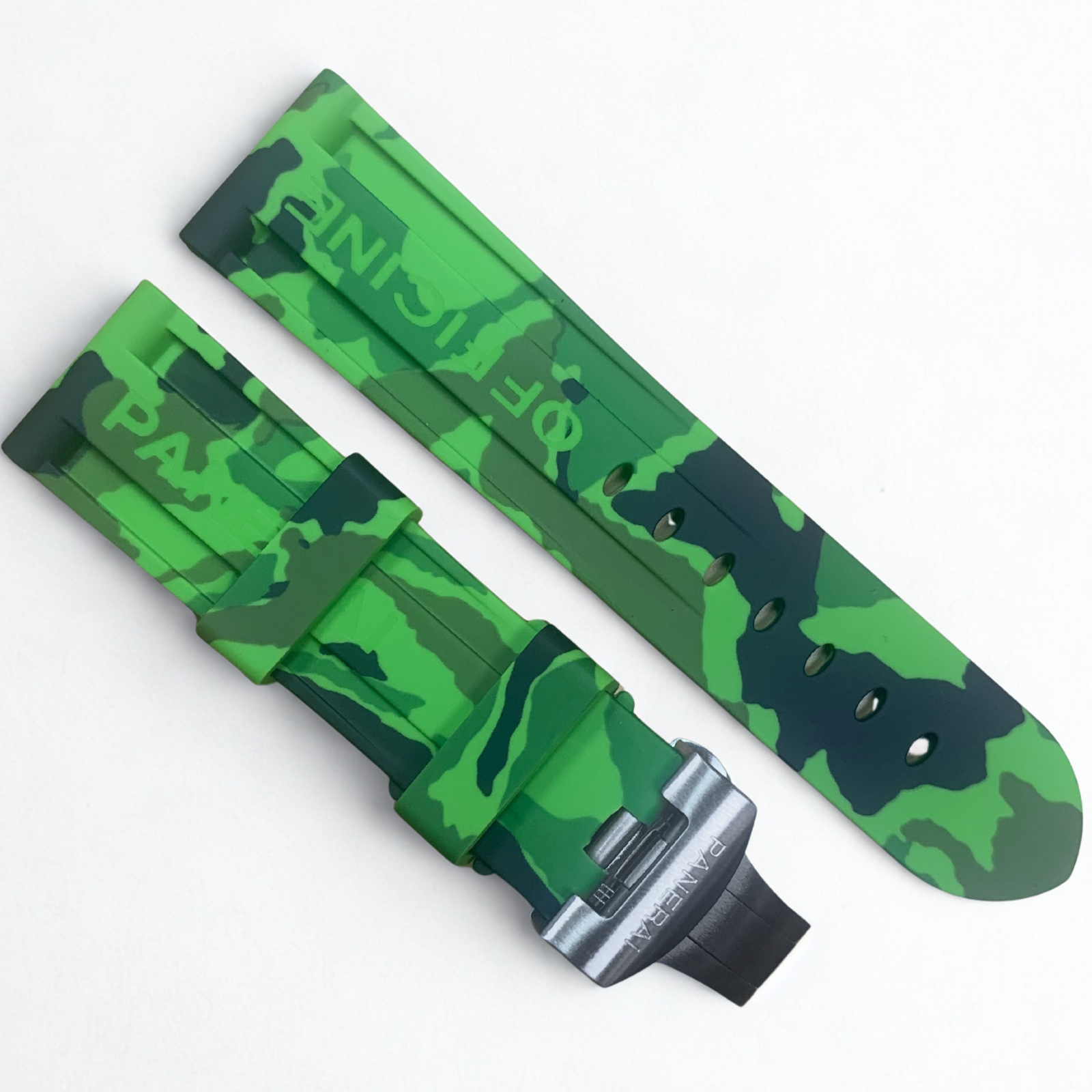 Rubber Watch Band 22/24mm - Light Green Camouflage Color | For PANERAI OFFICIAL