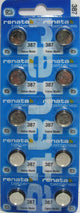 Ten (10)  Renata 387s Watch Battery SWISS MADE, 0% MERCURY