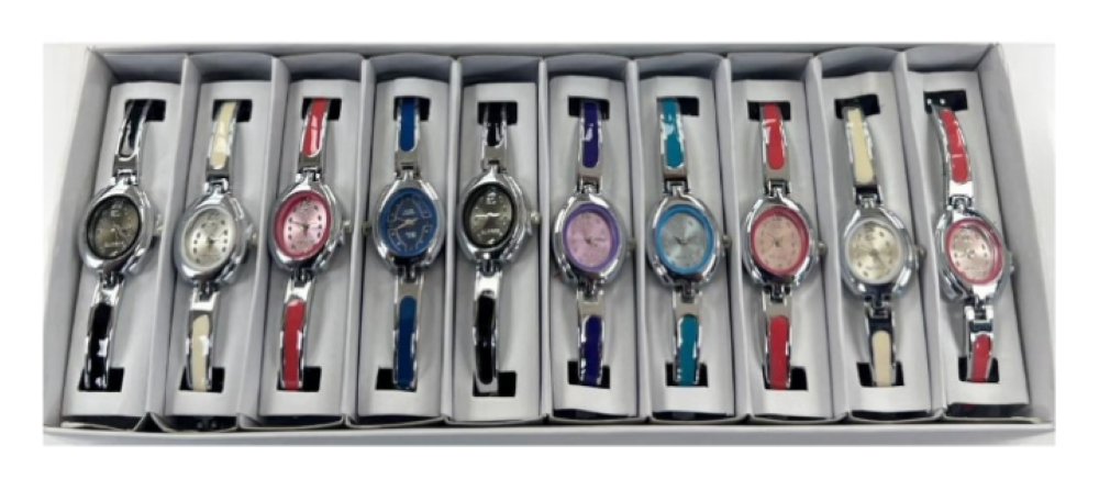 10pcs Set Women's Fashion Steel Band A07 Quartz Multi-Color Watch Bracelet