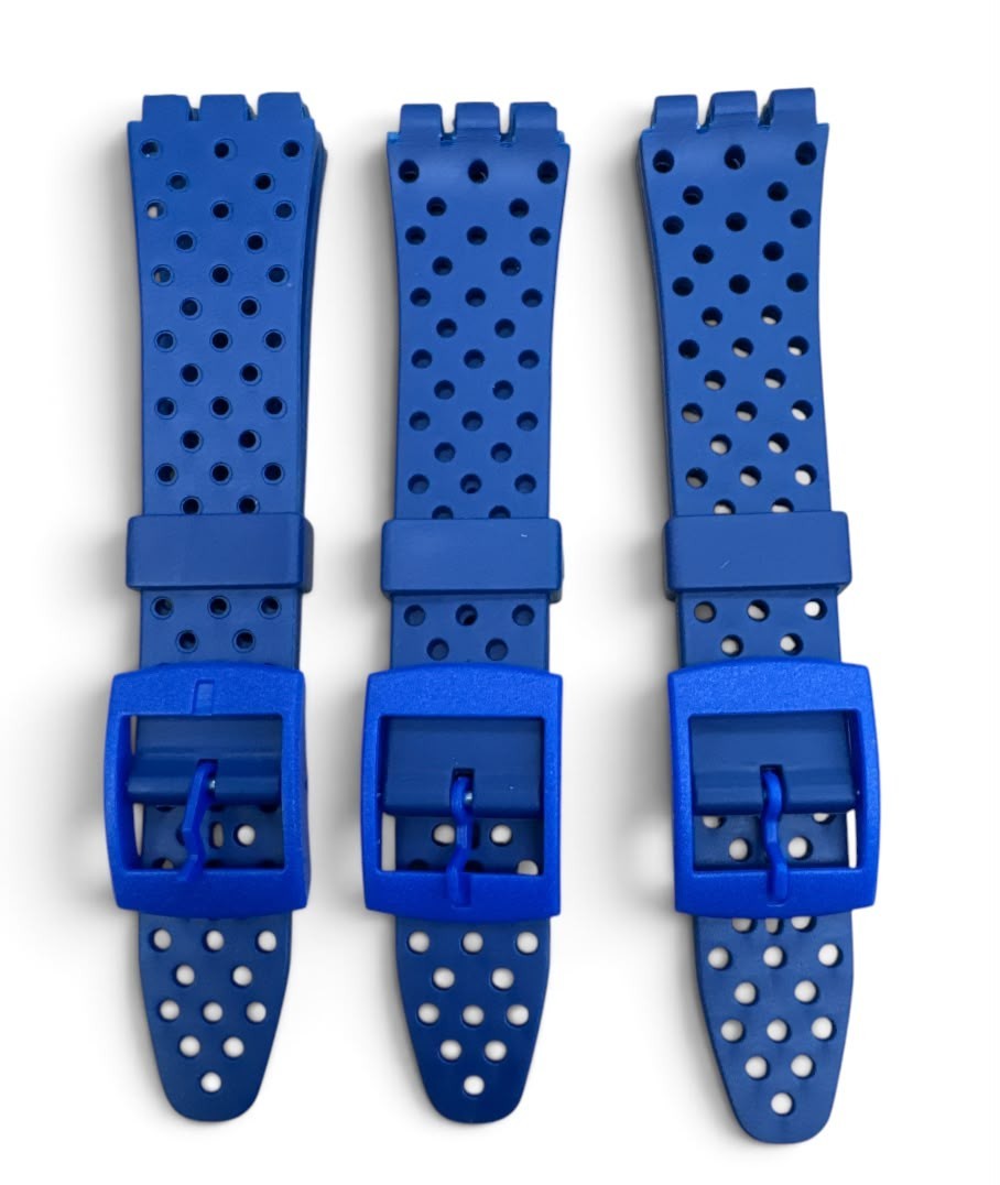 17MM Plastic PVC Watch Band Flat with Holes without Pins for SWATCH Blue