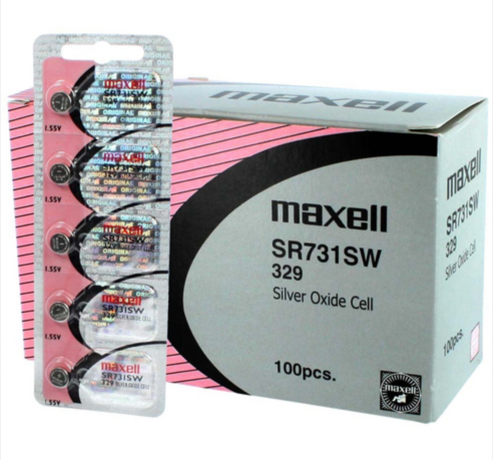 Maxell 329 Watch Cell Batteries SR527SW Silver Oxide New Sealed (Box of 100Pcs.)