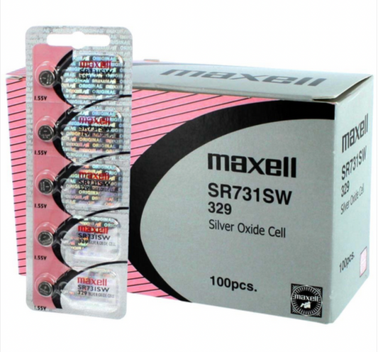 Maxell 329 Watch Cell Batteries SR527SW Silver Oxide New Sealed (Box of 100Pcs.)
