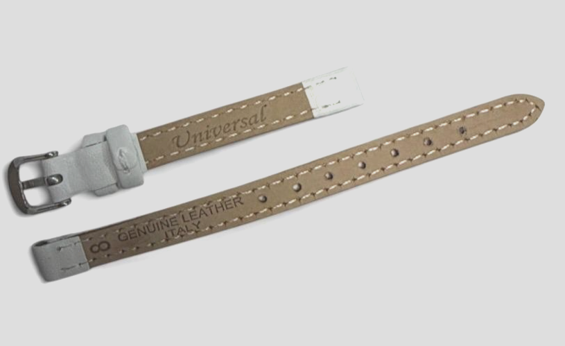 white color Flat Genuine Leather Watch Band Strap-8/10mm