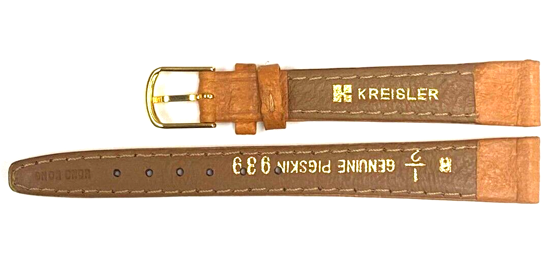Watch Band TAN Color Genuine PIGSKIN Grain PADDED, Stitched 13mm (A1 Quality)