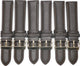 22 MM Long Plain Dark Brown Genuine Leather Padded Watch Band, Lot of 6 Bands