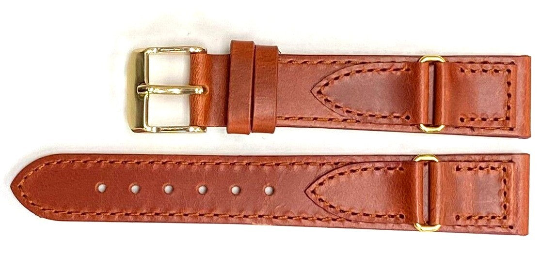 Watch Band Genuine Leather Plain With Stiches Of TAN Color Of Size 16,18,20mm