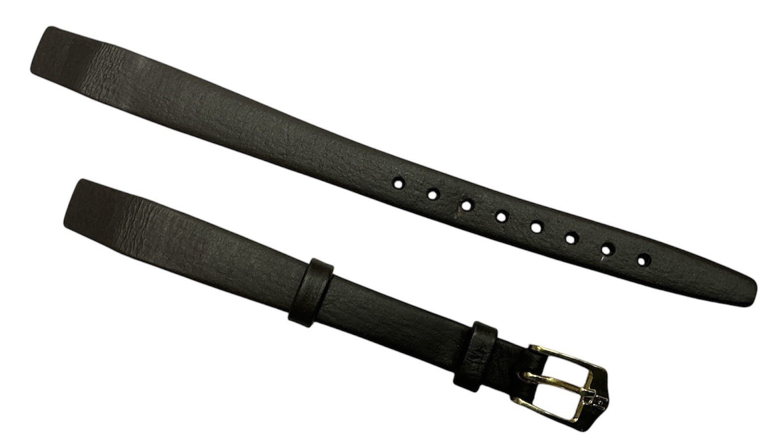 10mm Genuine Leather Quality Calf Black Flat Open-Ended Ladies Watch Band