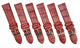 Lot of 6, 12-24 mm, Genuine Leather, Alligator Grain, Flat Maroon Watch Band