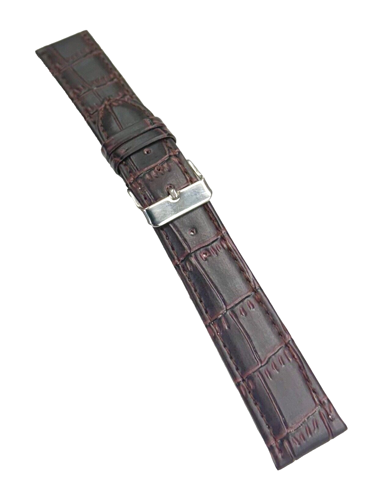 Watch Band D.Brown Genuine Leather Alligator Grain Flat Stitches 16x14mm