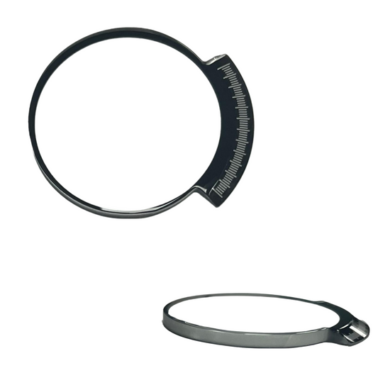 Mineral Crystal Diesel Round Flat One Wing Black Trim w/White  (46.5×41.2×3.1)mm