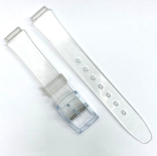 12MM Plastic PVC Replacement  Watch Band Flat Clear White without Pins