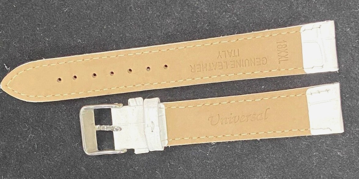 Lot of 6 Watch Band Genuine Leather Alligator White(PADDED) 16,18,20,22,24mm XXL