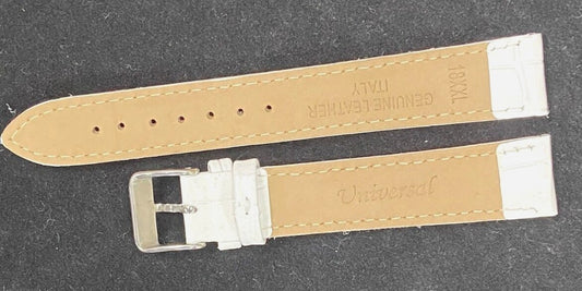 Lot of 6 Watch Band Genuine Leather Alligator White(PADDED) 16,18,20,22,24mm XXL