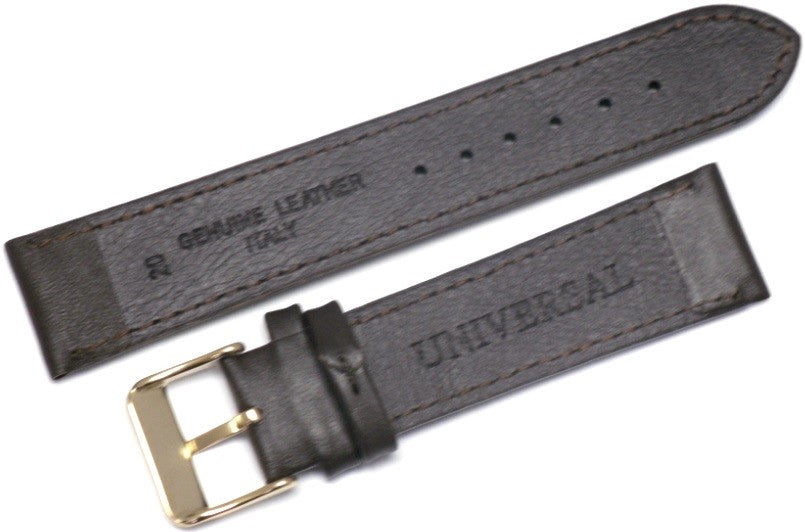 24 MM Plain Padded Dark Brown Leather Watch Band for Men and Women Watches