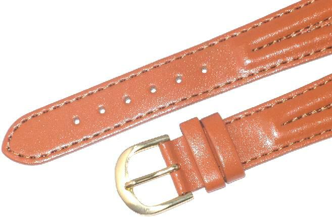 Watch Band Tan (L.Brown) Genuine Leather,Padded Stitched 16mm