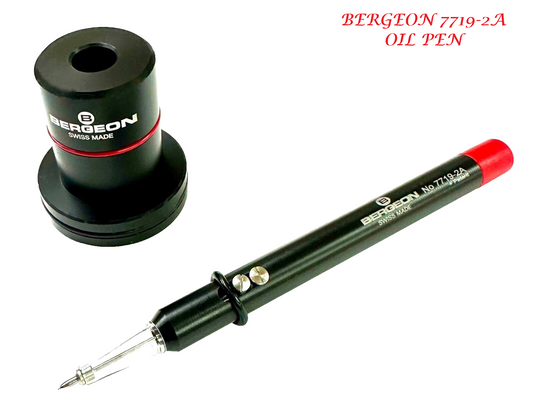 BERGEON 7719-2A OIL PEN WITH STAND, OILER. RED, SWISS MADE, WATCHMAKER TOOLS