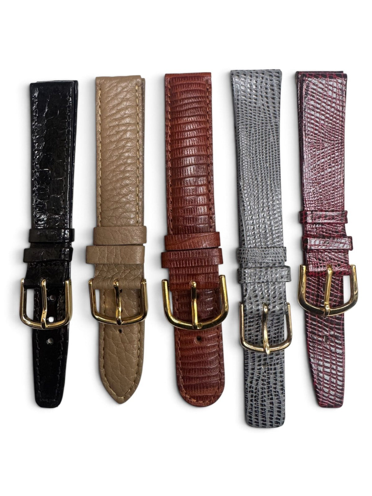 LOT OF 10 WATCH BANDS 16MM GENUINE LEATHER ALLIGATOR MIX STYLE AND COLORS