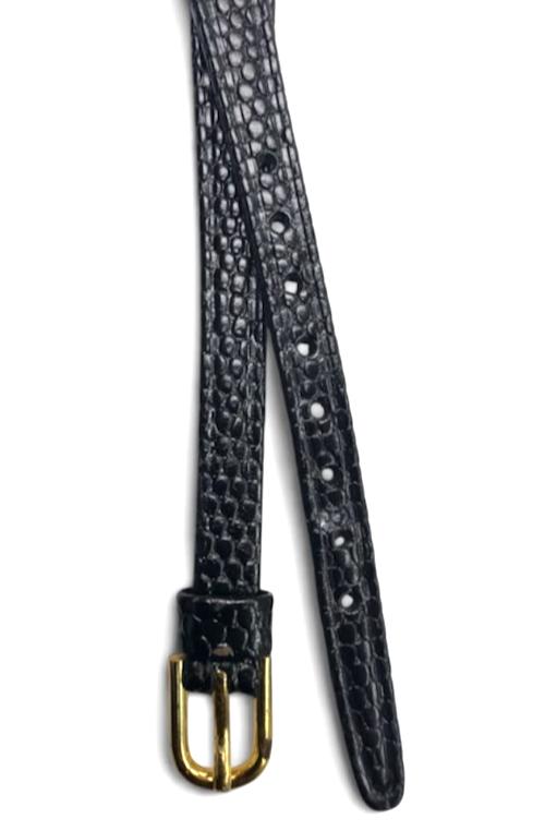HIRSCH Genuine Lizard 9 mm Black Watch Band-Open End