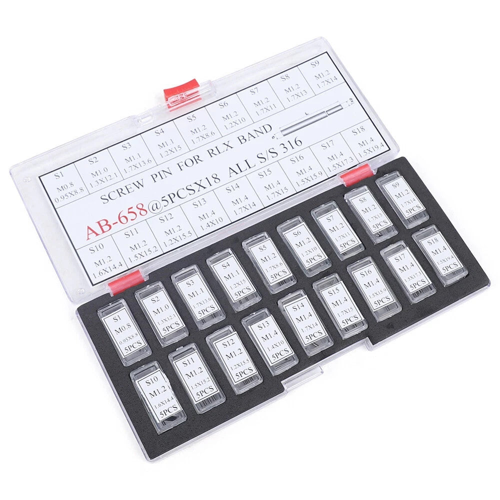 90 Stainless Steel Screw Pins Assortment for Rolex Watch Bands