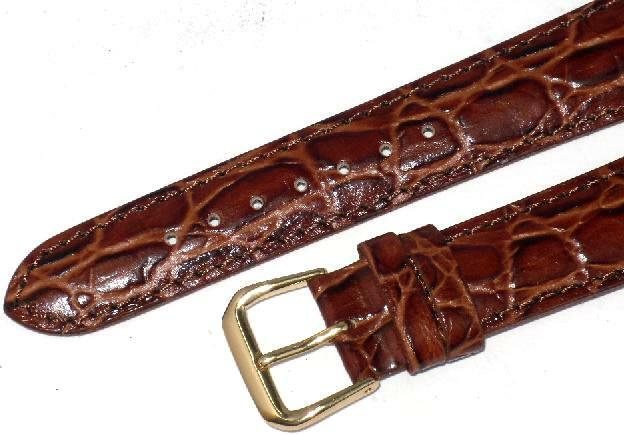 Watch Band Brown Genuine Leather Crocodile Grain Padded 8mm  ( A1 Quality)