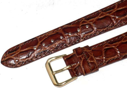 Watch Band Brown Genuine Leather Crocodile Grain Padded 8mm  ( A1 Quality)