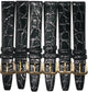  Lot of 6Pcs.  Watch Bands Black 12MM Genuine Leather Crocodile Grain Flat,Slim