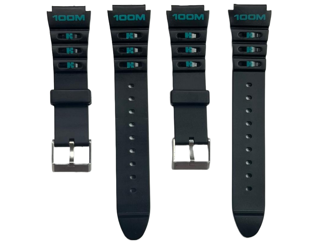 Timex Men's Ironman Rubber Watch Band strap Black Pine Green  Imprints 19mm